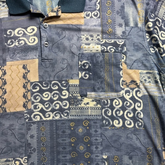 Vintage Shelby Abstract Patchwork Polo Shirt Size XL - Picture 4 of 4